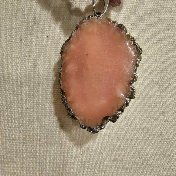 Rose Quartz and Silver Pendant Necklace - Picture 2 of 8